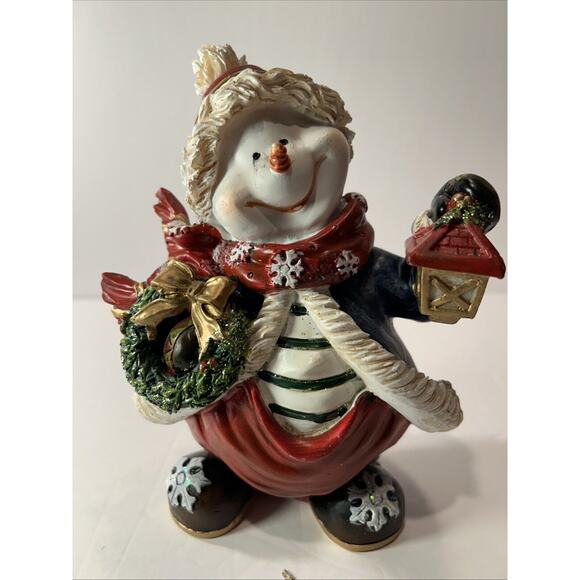 Set of 3 Hand Painted Snowmen Figurines Christmas Winter Decor 6" Tall - Picture 3 of 16